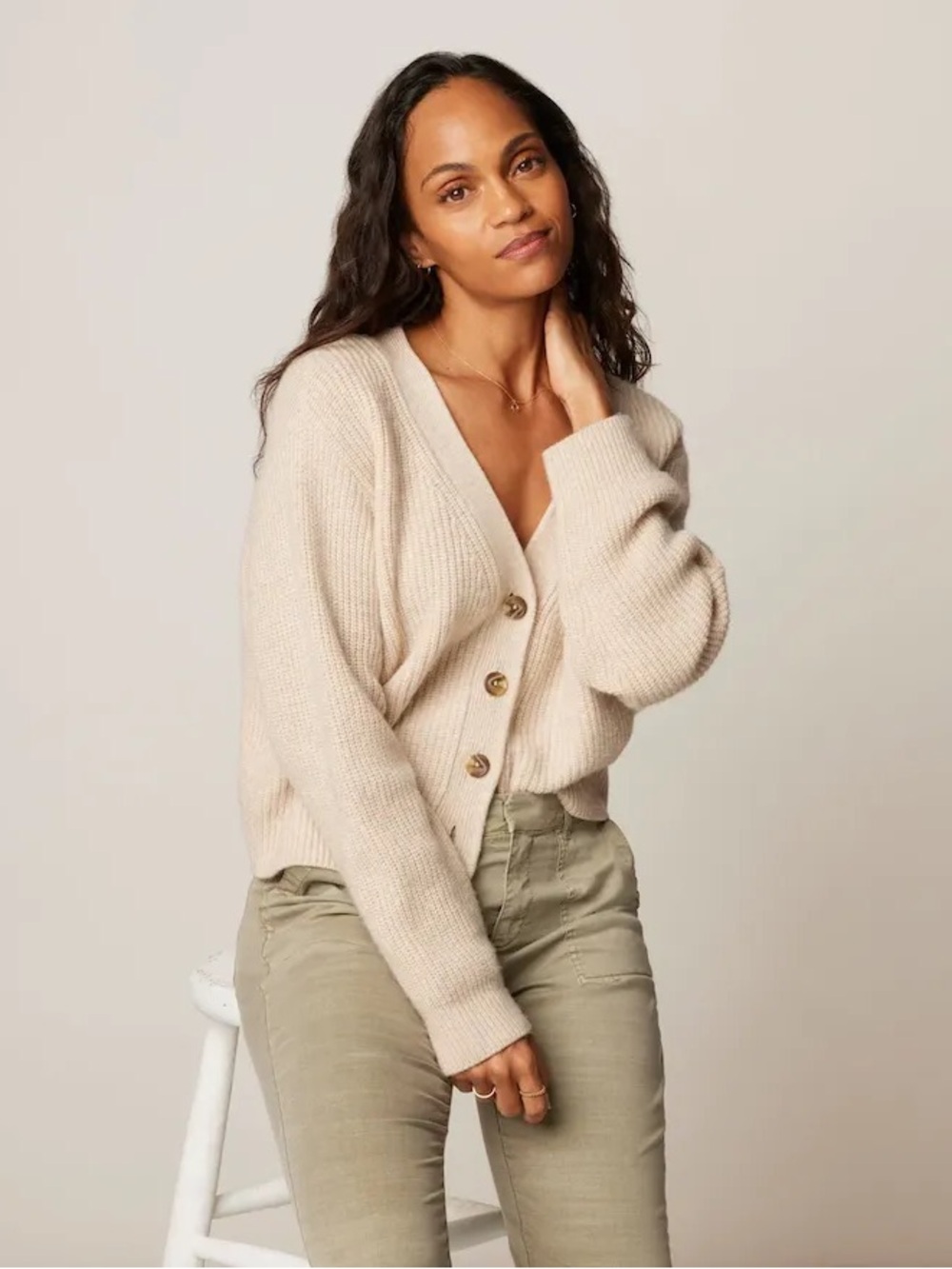 Johnnie-O olivia oatmeal cashmere wool blend cardigan womens XS boxy